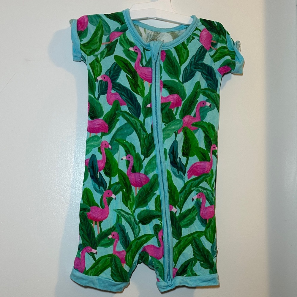Little Sleepies Flamingo Print shorty zippy